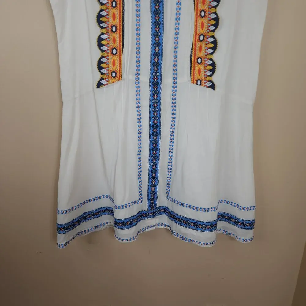 Tory Burch Embroidered Adriana Dress Size 14 DAMAGED